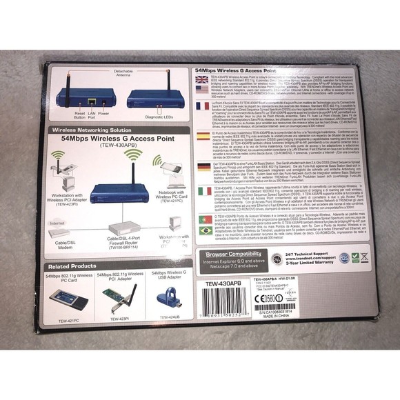 🌻3for$25 TRENDnet TEW-430APB Wireless-G 54Mbps Access Point AP ***-Not Tested-* - Picture 3 of 12